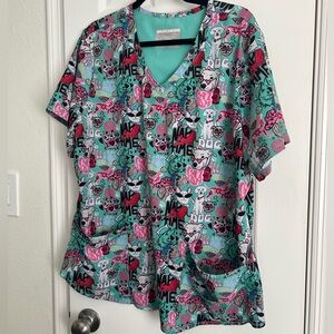 Sketchers Pet Party Scrub Top Size 2X